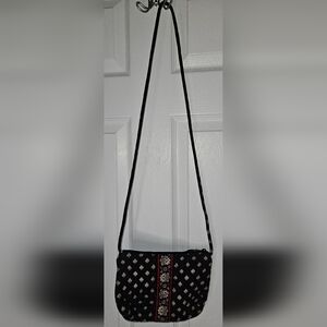 VERA BRADLEY Classic Black Retired JILLY Small Crossbody Zip Bag.